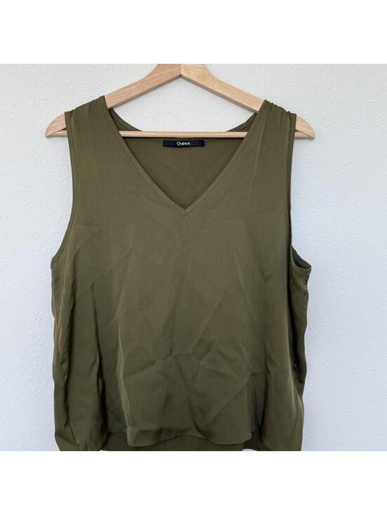 Quince Tops - Quince Women's Green and Khaki Blous
